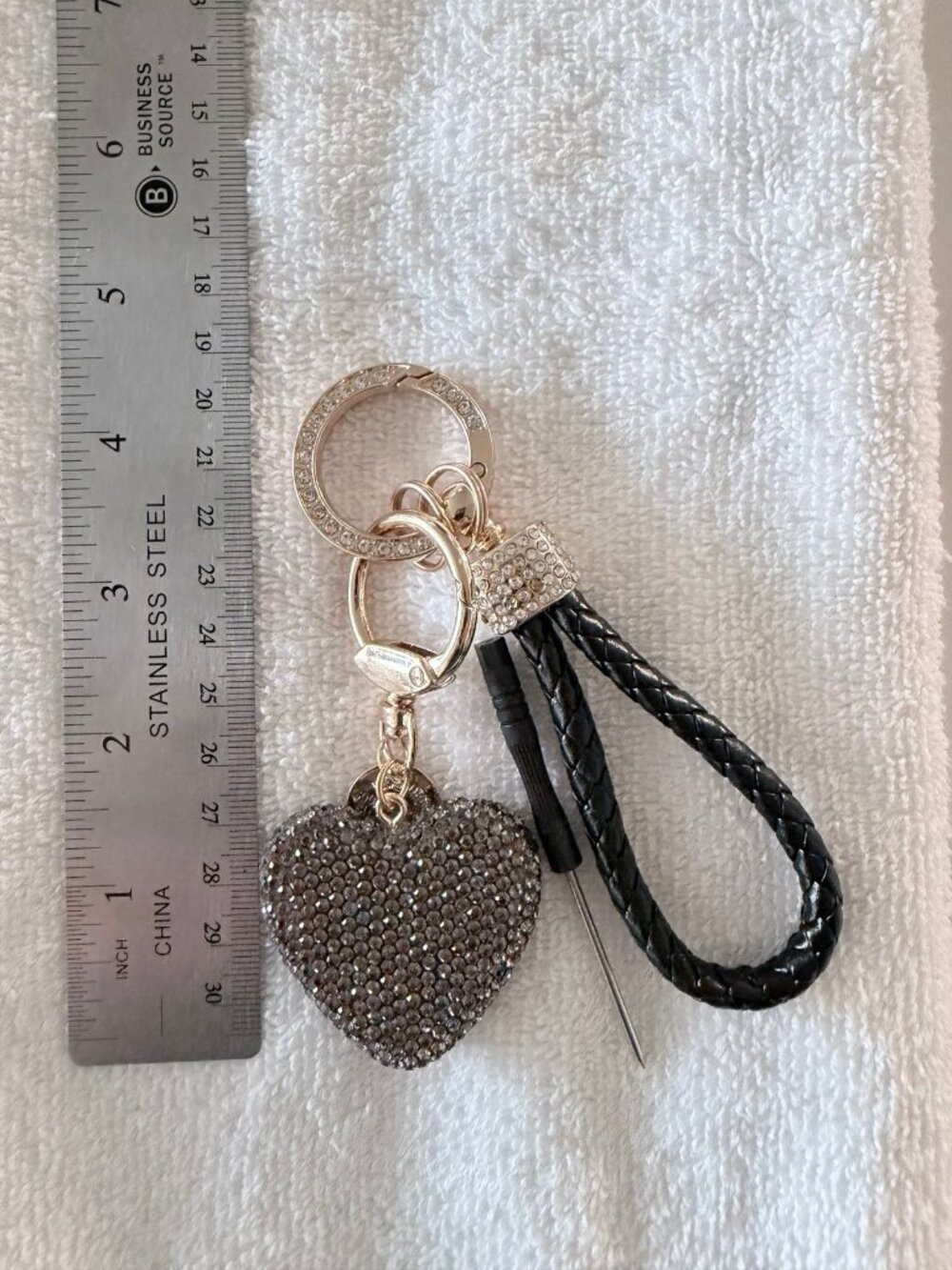 Heart Charm/Key Chain with rhinestones.
